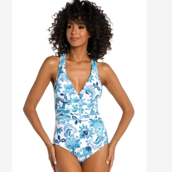 La Blanca Women's Multi Strap Cross Back One Piece Swimsuit, size 6 NEW - Picture 1 of 4